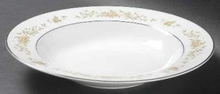 Style House Mayfair (Platinum Trim) Rim Soup Bowl, Fine China Dinnerware   White