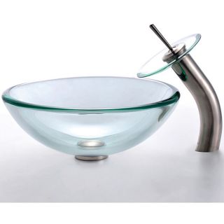 Kraus Clear 19mm Glass Sink And Waterfall Faucet