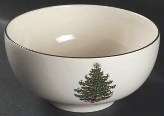 Cuthbertson Christmas Tree (Narrow Green Band,Cream) Large Fruit Bowl, Fine Chin