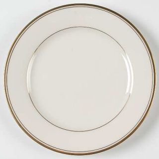 Noritake Linton Salad Plate, Fine China Dinnerware   Cream Body, Gold Line&Verge