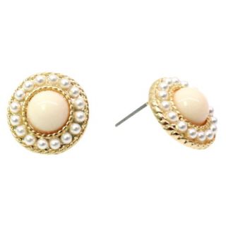 Button Earrings with Mini Simulated Pearl Beading   Pearl