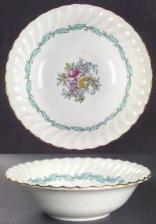 Minton Ardmore Ivory/Turq. Coupe Cereal Bowl, Fine China Dinnerware   Ivory Rim,