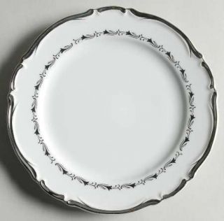 Seyei Marquis Salad Plate, Fine China Dinnerware   Platinum Floral Ring & Scroll