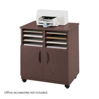 Safco Products Mobile Wood Machine Stand with Sorter 1851 Finish Mahogany