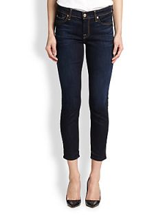 7 For All Mankind Cropped Skinny Jeans   Slim Illusion Classic Blue
