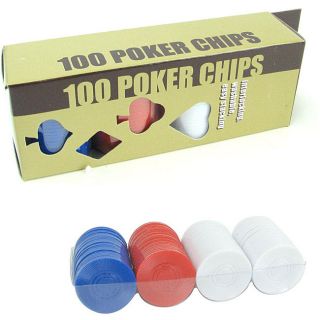 Radial Red/blue/white Lightweight Plastic Poker Chips (pack Of 100)