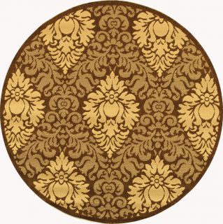 Indoor/ Outdoor Crescent Chocolate/ Natural Rug (67 Round) (BrownPattern FloralMeasures 0.25 inch thickTip We recommend the use of a non skid pad to keep the rug in place on smooth surfaces.All rug sizes are approximate. Due to the difference of monitor