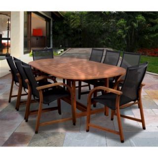 Gables 9 Piece Wood/Sling Extendable Oval Patio Dining Furniture Set
