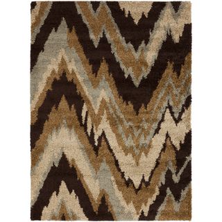 Cinisello Brown Chevron Shag Rug (2 X 3)