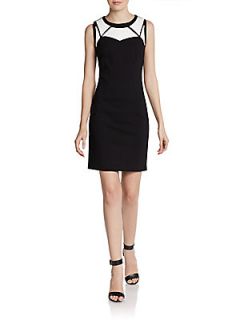 Faux Leather Trimmed Dress   Black Ivory