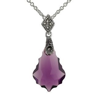 Bridge Jewelry Marcasite & Purple Crystal Baroque Pendant