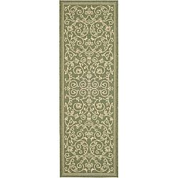 Indoor/ Outdoor Resorts Olive/ Natural Runner (24 X 67)