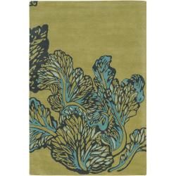 Hand tufted Mandara New Zealand Wool Floral Rug (79 X 106)