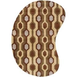 Hand tufted Brown Contemporary Breaux Wool Geometric Rug (8 X 10 Kidney)