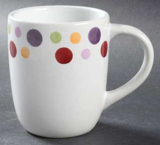 Pampered Chef Dots Mug, Fine China Dinnerware   Multicolor Dots On Edge
