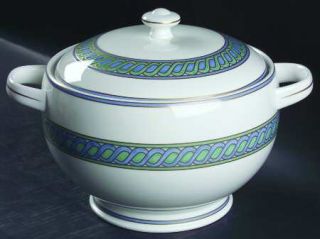 Christofle Torsada Round Covered Vegetable, Fine China Dinnerware   Blue Or Gree