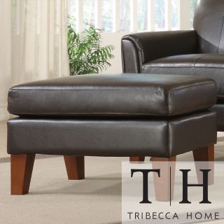 Tribecca Home Uptown Dark Brown Faux Leather Ottoman