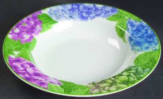 American Atelier Hydrangea (3376) Rim Soup Bowl, Fine China Dinnerware   Pink&Bl