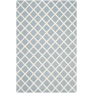 Handmade Moroccan Blue Small Diamond Pattern Wool Rug (6 X 9)