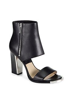 Michael Kors Leather Sandal Ankle Boots   Black