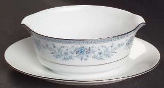 Noritake Blue Hill Gravy Boat with Attached Underplate, Fine China Dinnerware  