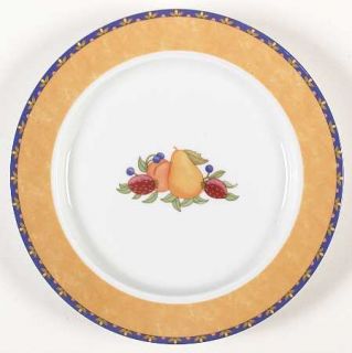 Dansk Fiance Fruits Salad Plate, Fine China Dinnerware   Fruit Rim,Blue Band,Yel