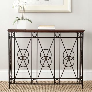 Safavieh Dustin Dark Brown Console Table (Dark BrownMaterials BirchwoodDimensions 32 inches high x 41 inches wide x 12.6 inches deepThis product will ship to you in 1 box.Minor assembly required )