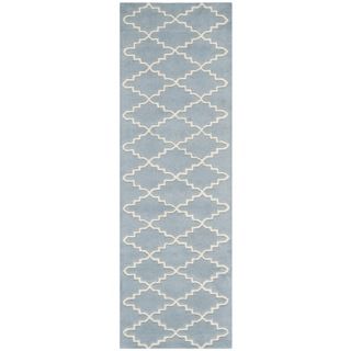 Handmade Moroccan Blue Indoor Wool Rug (23 X 7)