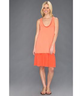 Three Dots Double Layer Dress W/Cascadin Womens Dress (Orange)