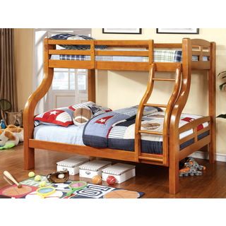 Furniture Of America Utaria Curvy Twin Over Full Bunk Bed, Oak
