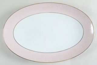 Noritake Stratford 16 Oval Serving Platter, Fine China Dinnerware   Pink Rim, W