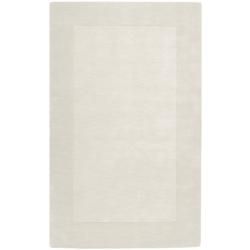 Hand crafted White Tone on tone Bordered Wool Rug (6 X 9)
