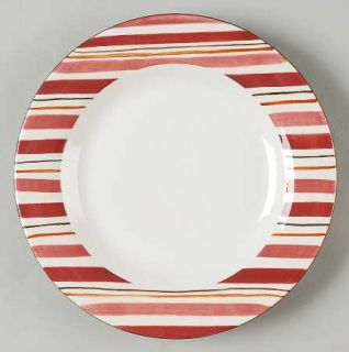 Royal Doulton Jubilee Salad Plate, Fine China Dinnerware   Red, White Stripes, 2
