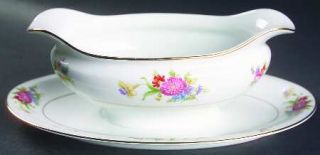 Noritake Phyllis Gravy Boat with Attached Underplate, Fine China Dinnerware   Mu