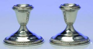 Empire Silver 44 (Sterling, Hollowware) Pair of Weighted Candleholder   Sterling