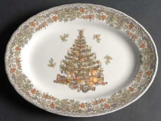 Queens China Seasons Greetings Multicolored 12 Oval Serving Platter, Fine Chin