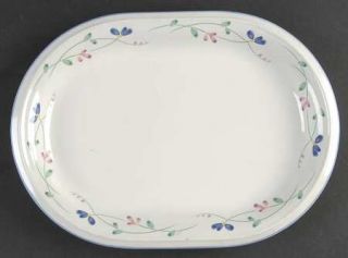 Hearthside Allegro 12 Oval Serving Platter, Fine China Dinnerware   Blue & Pink