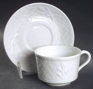 Royal Worcester Gourmet (Embossed) Flat Cup & Saucer Set, Fine China Dinnerware