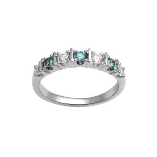 1/2 CT. T.W. White and Color Enhanced Blue Diamond Anniversary Ring, Womens