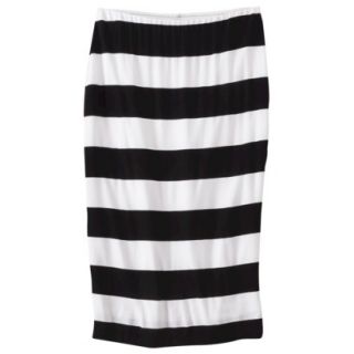 Mossimo Womens Knit Midi Skirt   Black/White Mitered Stripe M