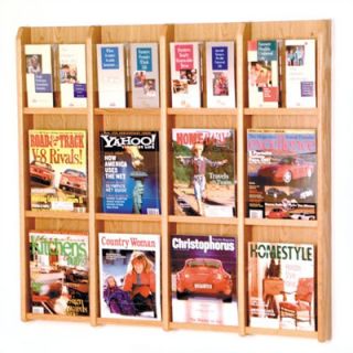 Wooden Mallet Twelve Magazine and 24 Brochure Oak and Acrylic Wall Display wi
