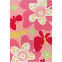 Hand tufted Pink Machu Floral Rug (3 X 5)
