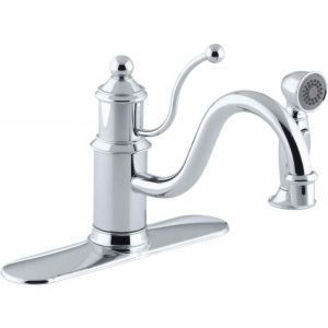 Kohler K 171 CP Antique Single Handle Kitchen Faucet with Side Spray
