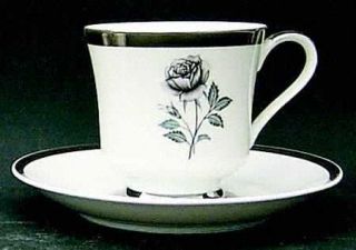 Royal Song Moonlight Rose Footed Cup & Saucer Set, Fine China Dinnerware   Pink/