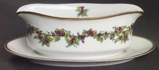 Royal Gallery The Holly And The Ivy Gravy Boat & Underplate, Fine China Dinnerwa