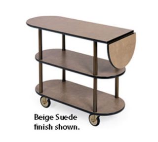 Lakeside Oval Service Cart w/ 3 Shelves & 10 in Drop Leaf, Casters