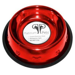 Platinum Pets Stainless Steel Embossed Non Tip Dog Bowl   Red (12 Cup)
