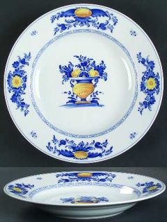 Vista Alegre Viana Large Rim Soup Bowl, Fine China Dinnerware   Blue & Yellow De