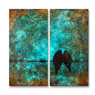 Brittney Hallowell Just Cant Say Goodnight 2 Metal Wall Art 2 panel Set (LargeSubject ContemporaryMedium MetalOuter dimensions 23.5 inches high x 26 inches wide x 1 inches deep )