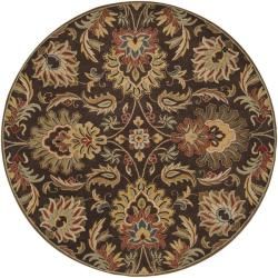Hand tufted Grand Chocolate Brown Floral Wool Rug (8 Round)